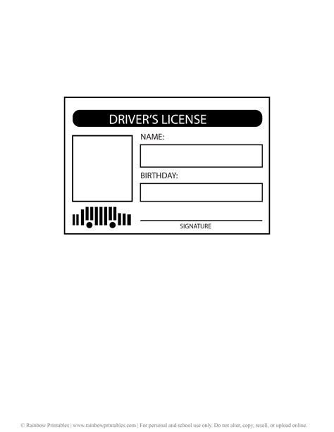 Driver's License Printable for Kids Mock Costume Pretend Play ...