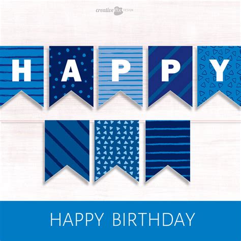 Happy Birthday Banner. BLUE PRINTABLE Banner. BLUE Happy - Etsy Hong Kong