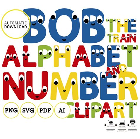 Bob The Train Alphabet Clipart Svg Pdf Ai Vector Printable Label ...