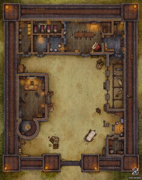 Bandit HQ, Public 30x38 | Dr. Mapzo | Fantasy map, Tabletop rpg maps, Dungeon maps