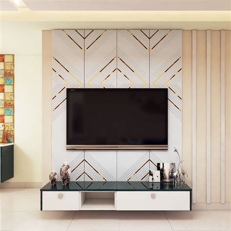 Wall-Mounted TV Cabinet With Open And Closed Storage | Livspace