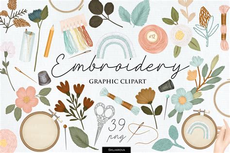 Embroidery Clipart Needlework Clip Art Embroidery Png Floral - Etsy