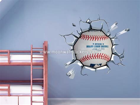 Baseball Breaking Wall Stickers - Moon Wall Stickers | Baseball wall decal, Baseball themed ...