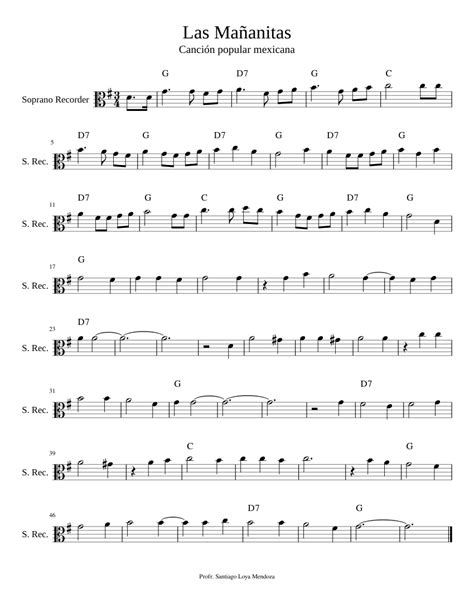 Las Mañanitas Sheet music for Recorder (Solo) | Musescore.com