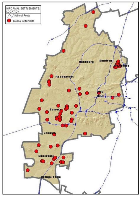 8: Sketch map showing the locations of informal settlements in the City ...