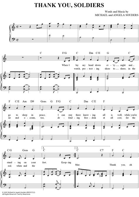 Thank You, Soldiers" Sheet Music for Piano/Vocal - Sheet Music Now