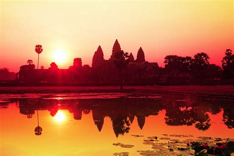 Ebern Designs Angkor Wat Sunrise At Siem Reap. Cambodia On Canvas by Preto_Perola Print | Wayfair