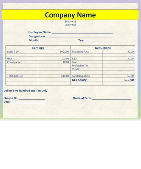 Top 5 Salary Slip Template - Free Report Templates