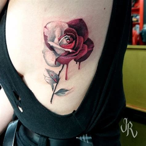 bloody rose tattoo Anime Tattoos, Rose Tattoos, Flower Tattoos, Tatoos, Back Tattoo, Heart ...