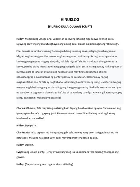 Filipino Dula Dulaan Script | PDF