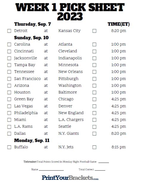 Nfl Week 1 Pick Em Sheet 2024 - Alta Cecilia