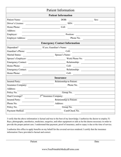 Patient Information Form - Fill Out, Sign Online and Download PDF | Templateroller