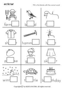 R Blends: Er- Ir- and Ur Worksheet for 1st - 2nd Grade | Lesson Planet