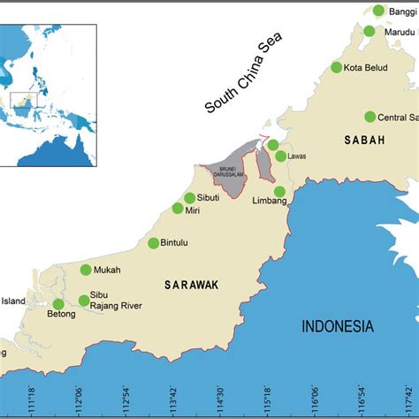 Map of the of the East Malaysian states showing Sarawak and Sabah (The... | Download Scientific ...