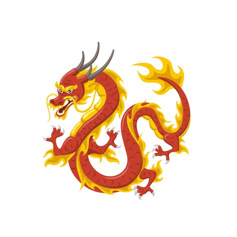 Chinese red dragon symbol of power and wisdom flying isolated on white ...