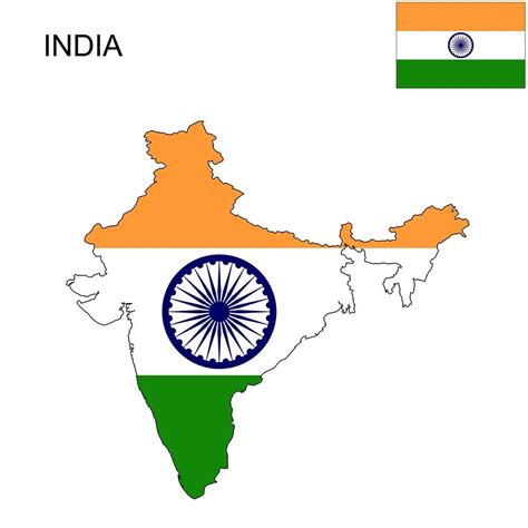 India Flag Map Geography Map, World Geography, Indian Flag Colors, India Map, India India ...