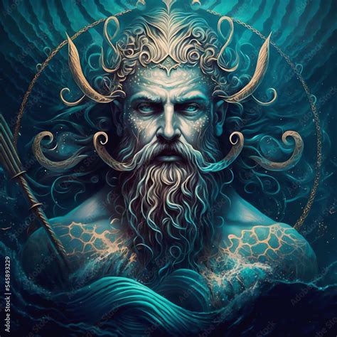 Poseidon Greek God of the Ocean Neptune Roman Stock Illustration ...