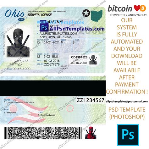 Editable Blank Ohio Drivers License Template