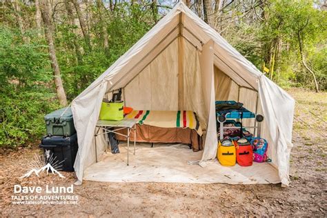 A look inside our canvas wall tent. Surprisingly it doesn't take too long to setup camp, but ...