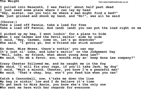 The Weight, by The Byrds - lyrics with pdf