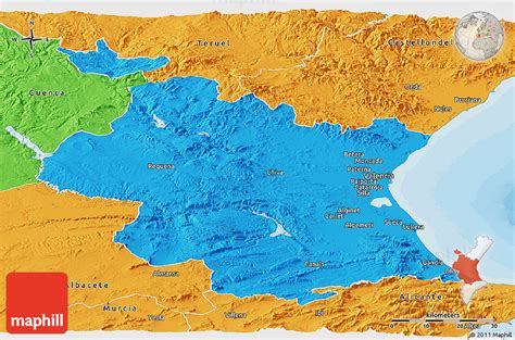 Political Panoramic Map of Valencia