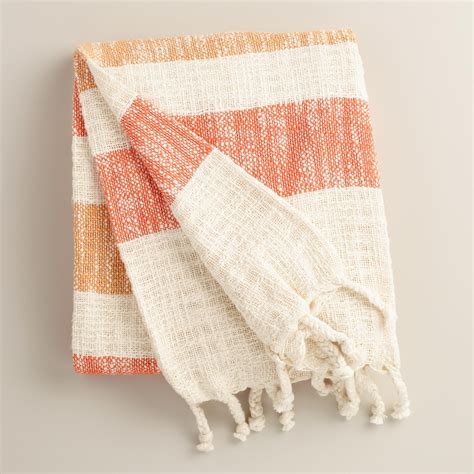 Orange Stripe Cotton Outdoor Throw | Decorative throws blanket, Blanket ...