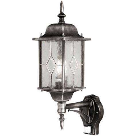 Exterior Security Lantern, PIR Sensor, Traditional Leaded Glass Look