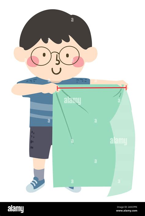 Illustration of a Kid Boy Showing Yard Measurement Using a Cloth Stock Photo - Alamy