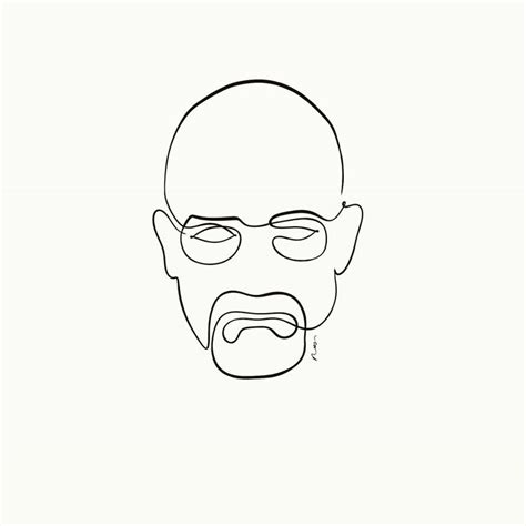 Walter White - Breaking Bad - One Line Drawing | Line drawing, Drawings ...