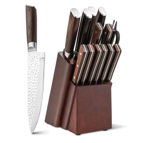 Bunpeony 15-Piece Stainless Steel Knife Block Set ZMCT141-9 - The Home Depot