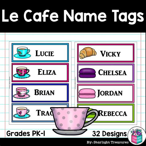 Le Cafe Name Tags - Editable | Made By Teachers