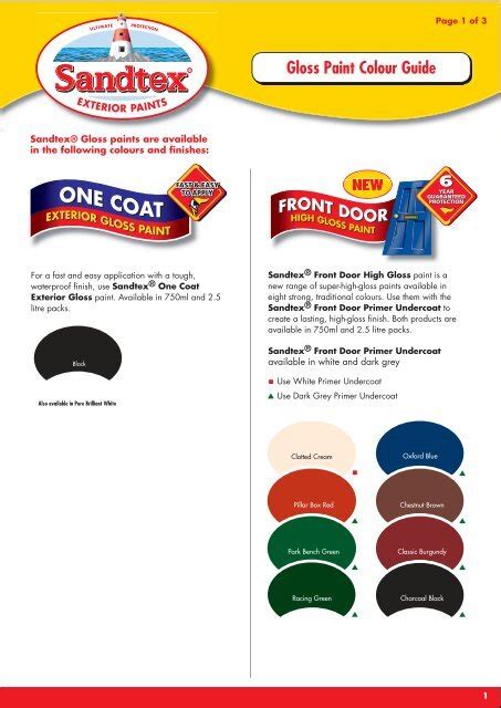 Gloss Paint Colour Guide - Sandtex