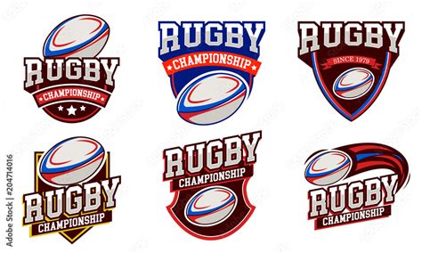 set Rugby logo badge design emblem Stock Vector | Adobe Stock