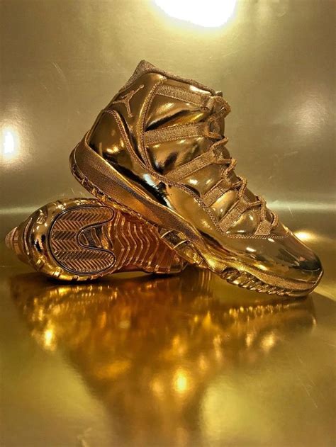 Gold Air Jordan 11 Retro Custom 24k Plated GOLD Extremely Rare One of a ...