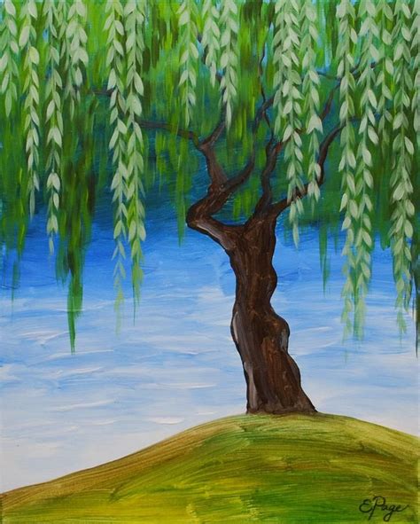 Weeping Willows by Emily Page | Willow tree art, Tree painting easy, Tree painting canvas