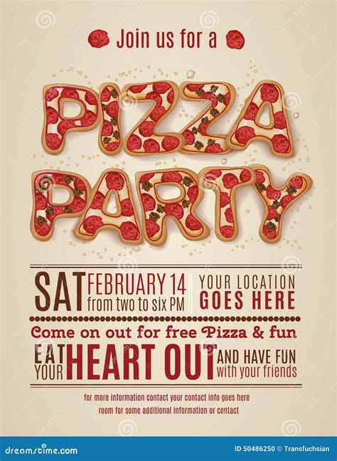 Pizza Party Invitation Template Stock Vector - Illustration of poster ...