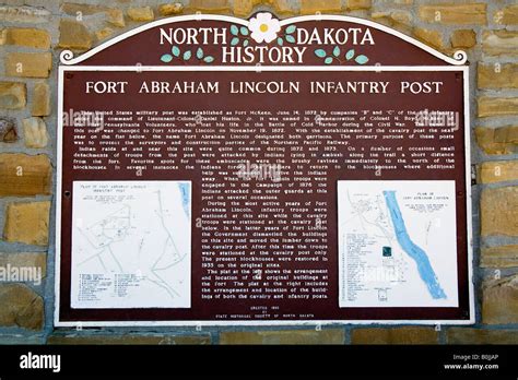 History Plaque in Fort Lincoln State Park Mandan North Dakota USA Stock ...