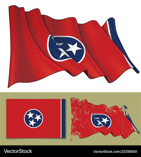 Waving flag of the state of tennessee Royalty Free Vector