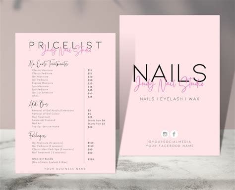 Nail Salon Price List Template (Editable) Breezy Colors Design | ubicaciondepersonas.cdmx.gob.mx