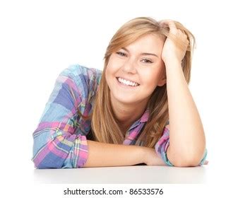 Smiling Beautiful Girl Leaning On Table Stock Photo 86533576 | Shutterstock