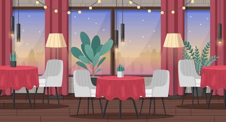 Restaurant interior cartoon Royalty Free Vector Image