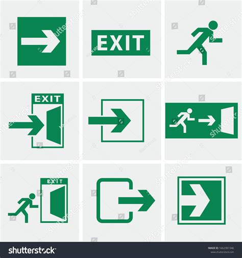 Exit Emergency Vector Icon Set Green Stock Vector (Royalty Free) 1662381346