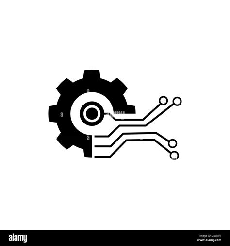 Digital technology gear icon concept isolated on white background. Vector illustration Stock ...