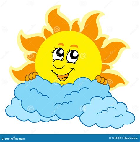 Cute Cartoon Sun With Clouds Vector Illustration | CartoonDealer.com #9760432