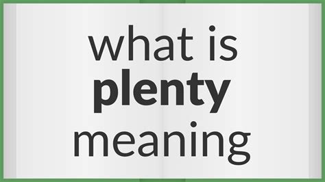 Plenty | meaning of Plenty - YouTube