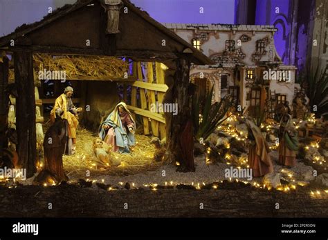 A Christmas Nativity scene in a church in Italy Stock Photo - Alamy