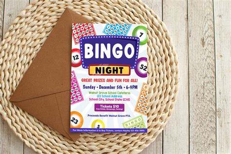 Customizable Bingo Night Flyer | Bingo Fundraiser Event Flyer Invite ...