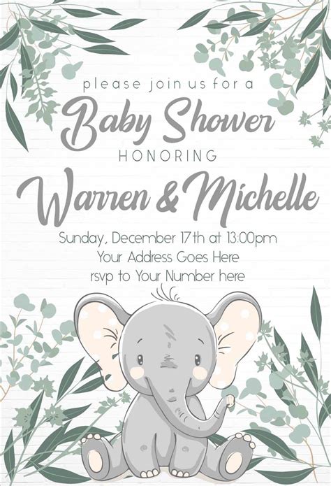 Elephant Baby Shower Invitations Online Plan your baby shower and invite your guests with a free ...