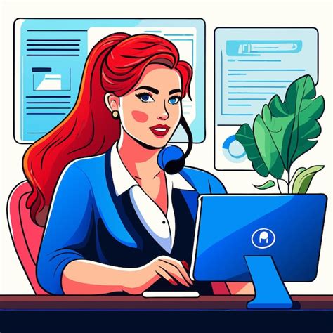 Premium Vector | Girl works on the office desk hand drawn flat stylish cartoon sticker icon ...