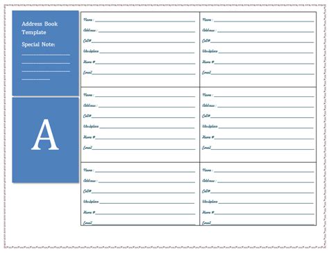 Editable printable address book template - msbda